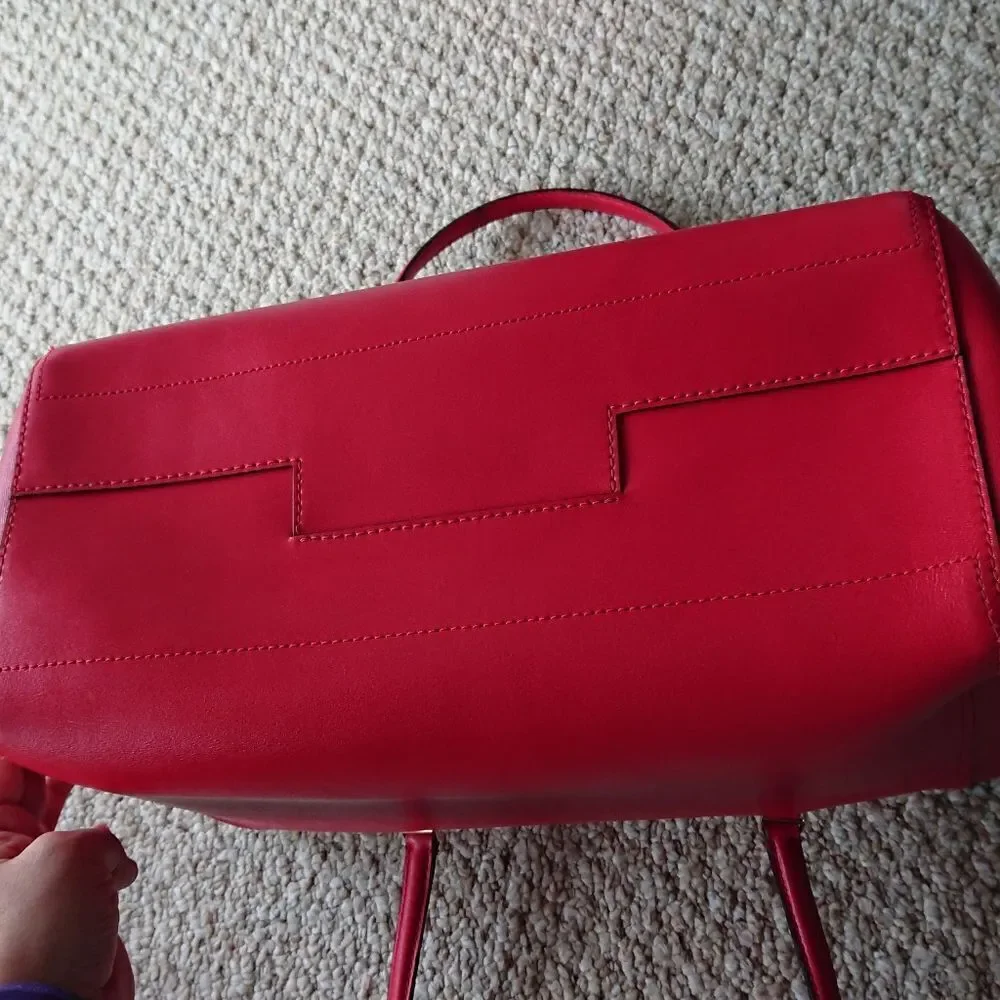 Tory Burch Parker Tote Top Zip Handbag Satchel Red Ginger